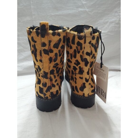 Myra Leopard Leather Inertia Boots Size 9 Lug Sole Boho 90's Y2K Grunge Hipster - Picture 6 of 12